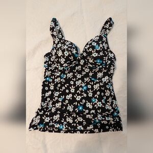 Floral Black and Blue Women's Top